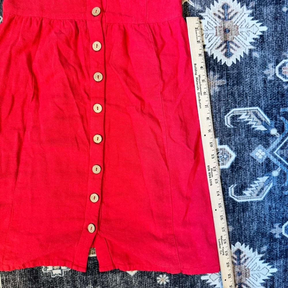 Universal Thread Women’s Adjustable Spaghetti Straps Red Button-Down Sundress M - Picture 11 of 12